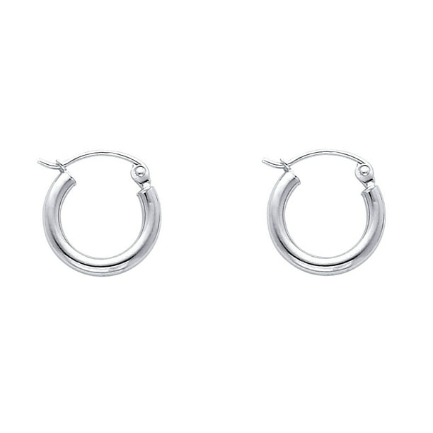 Jewels By Lux 14k White Gold 2mm Round Hoop Earrings 